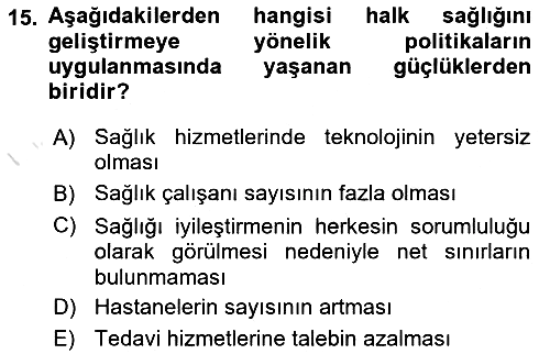Sağlık Politikaları 2025-2026 Ara Sınav - 15. soru