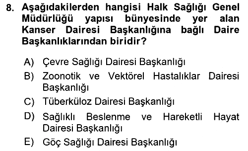 Sağlık Politikaları 2020-2021 Yaz Okulu Sınavı - 8. soru