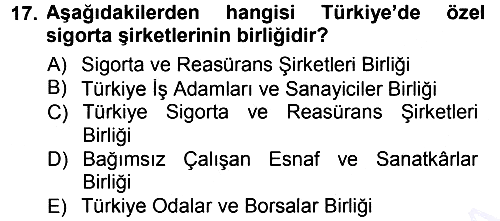 Sağlık Sigortacılığı 2012-2013 Dönem Sonu Sınavı - 17. soru