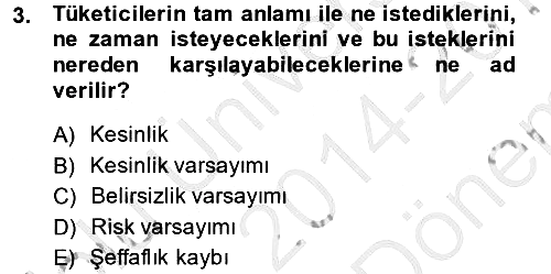 Sağlık Sigortacılığı 2014-2015 Dönem Sonu Sınavı - 3. soru