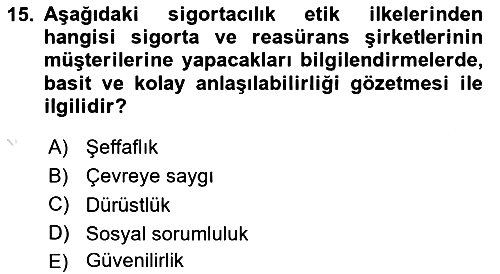Sağlık Sigortacılığı 2021-2022 Dönem Sonu Sınavı - 15. soru
