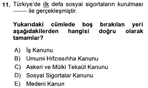 Sağlık Sigortacılığı 2022-2023 Dönem Sonu Sınavı - 11. soru