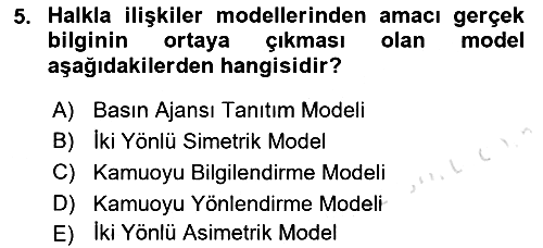 Sağlık Yönetiminde Halkla İlişkiler 2022-2023 Ara Sınav - 5. soru
