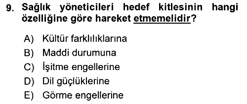 Sağlık Yönetiminde Halkla İlişkiler 2023-2024 Ara Sınav - 9. soru