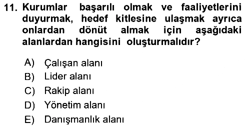 Sağlık Yönetiminde Halkla İlişkiler 2025-2026 Ara Sınav - 11. soru