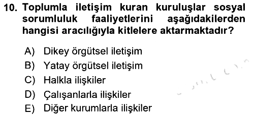 Sağlık Yönetiminde Halkla İlişkiler 2021-2022 Dönem Sonu Sınavı - 10. soru
