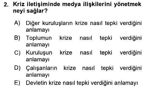 Sağlık Yönetiminde Halkla İlişkiler 2024-2025 Dönem Sonu Sınavı - 2. soru