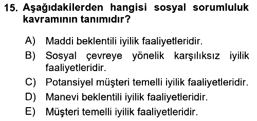 Sağlık Yönetiminde Halkla İlişkiler 2024-2025 Dönem Sonu Sınavı - 15. soru