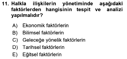 Sağlık Yönetiminde Halkla İlişkiler 2025-2026 Dönem Sonu Sınavı - 11. soru