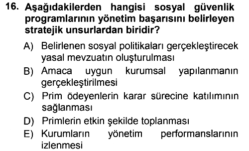 Sosyal Güvenlik 2012-2013 Ara Sınav - 16. soru