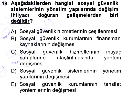 Sosyal Güvenlik 2014-2015 Ara Sınav - 19. soru