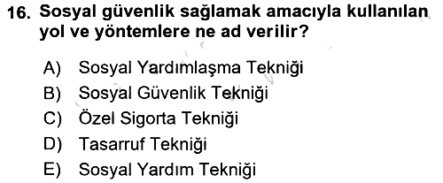 Sosyal Güvenlik 2017-2018 Ara Sınav - 16. soru