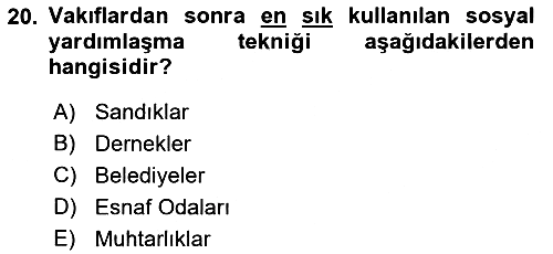 Sosyal Güvenlik 2018-2019 Ara Sınav - 20. soru