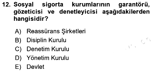 Sosyal Güvenlik 2024-2025 Ara Sınav - 12. soru