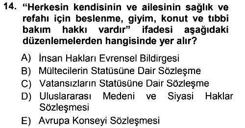 Sosyal Güvenlik 2012-2013 Dönem Sonu Sınavı - 14. soru