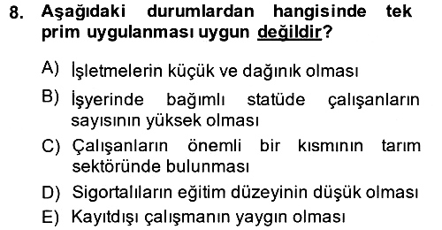 Sosyal Güvenlik 2014-2015 Dönem Sonu Sınavı - 8. soru