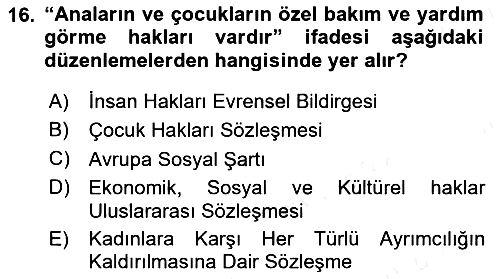 Sosyal Güvenlik 2018-2019 Dönem Sonu Sınavı - 16. soru