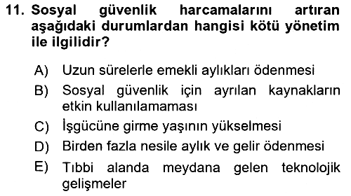 Sosyal Güvenlik 2019-2020 Dönem Sonu Sınavı - 11. soru