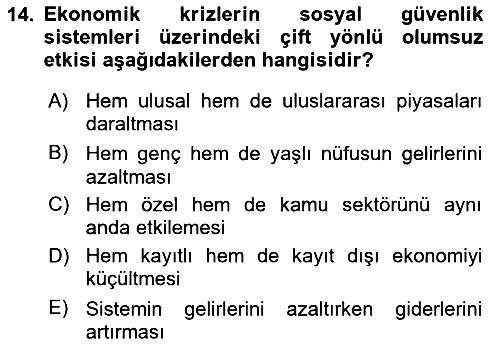 Sosyal Güvenlik 2025-2026 Dönem Sonu Sınavı - 14. soru