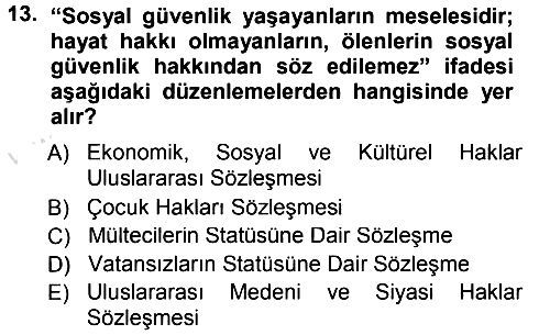 Sosyal Güvenlik 2013-2014 Tek Ders Sınavı - 13. soru
