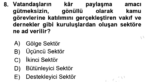 Sosyal Güvenlik 2021-2022 Yaz Okulu Sınavı - 8. soru