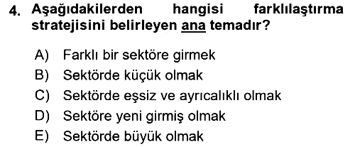 Stratejik Yönetim 2 2016-2017 3 Ders Sınavı - 4. soru