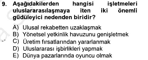 Stratejik Yönetim 2 2012-2013 Ara Sınav - 9. soru