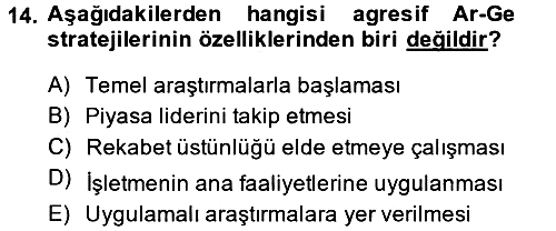 Stratejik Yönetim 2 2013-2014 Ara Sınav - 14. soru