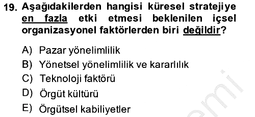 Stratejik Yönetim 2 2013-2014 Ara Sınav - 19. soru
