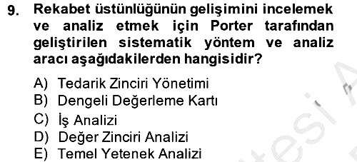 Stratejik Yönetim 2 2014-2015 Ara Sınav - 9. soru
