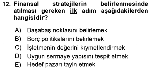 Stratejik Yönetim 2 2015-2016 Ara Sınav - 12. soru