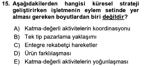 Stratejik Yönetim 2 2015-2016 Ara Sınav - 15. soru