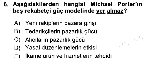 Stratejik Yönetim 2 2024-2025 Ara Sınav - 6. soru