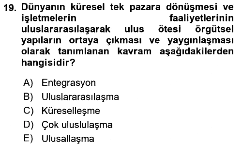 Stratejik Yönetim 2 2024-2025 Ara Sınav - 19. soru