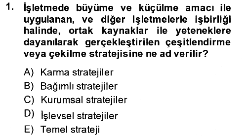 Stratejik Yönetim 2 2013-2014 Dönem Sonu Sınavı - 1. soru