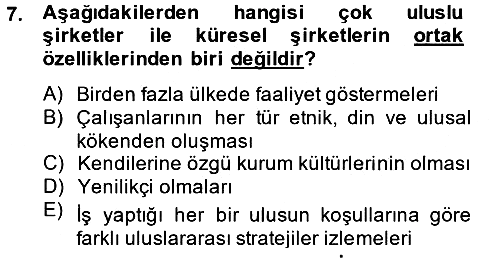 Stratejik Yönetim 2 2013-2014 Dönem Sonu Sınavı - 7. soru