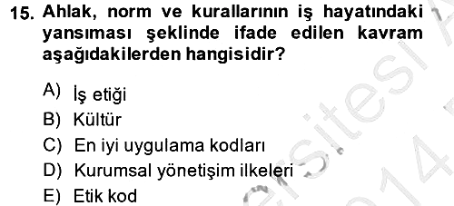 Stratejik Yönetim 2 2013-2014 Dönem Sonu Sınavı - 15. soru