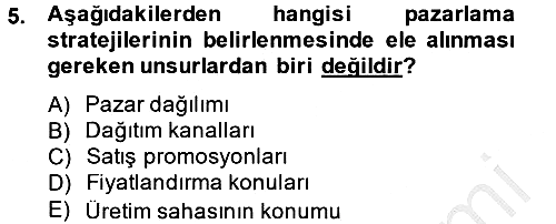 Stratejik Yönetim 2 2014-2015 Dönem Sonu Sınavı - 5. soru