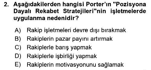 Stratejik Yönetim 2 2018-2019 Dönem Sonu Sınavı - 2. soru