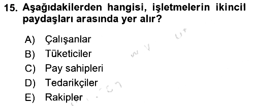 Stratejik Yönetim 2 2023-2024 Dönem Sonu Sınavı - 15. soru