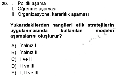 Stratejik Yönetim 2 2018-2019 Yaz Okulu Sınavı - 20. soru
