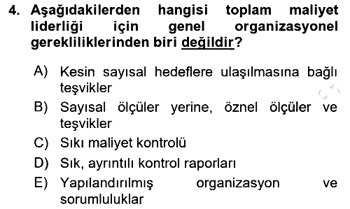 Stratejik Yönetim 2 2020-2021 Yaz Okulu Sınavı - 4. soru