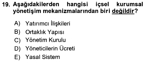 Stratejik Yönetim 2 2021-2022 Yaz Okulu Sınavı - 19. soru