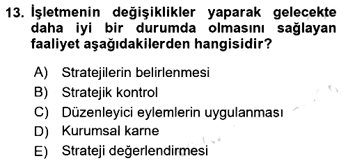 Stratejik Yönetim 2 2023-2024 Yaz Okulu Sınavı - 13. soru