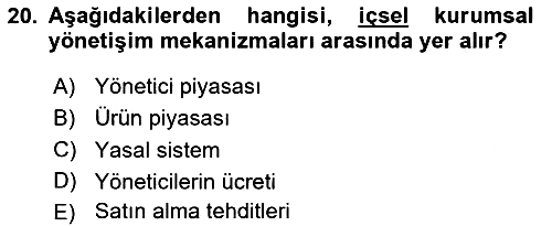 Stratejik Yönetim 2 2023-2024 Yaz Okulu Sınavı - 20. soru