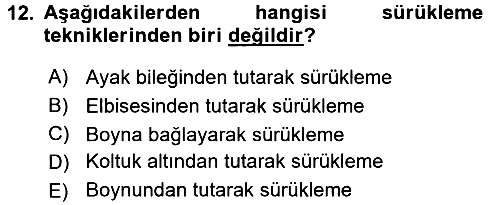 Temel İlkyardım Bilgisi 2016-2017 3 Ders Sınavı - 12. soru