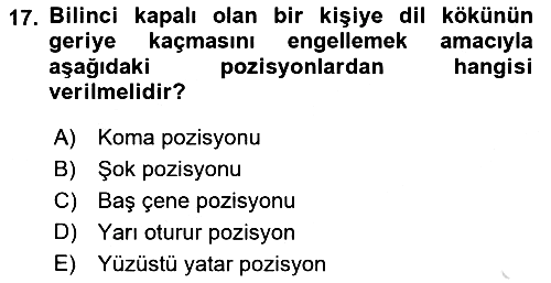 Temel İlkyardım Bilgisi 2018-2019 3 Ders Sınavı - 17. soru