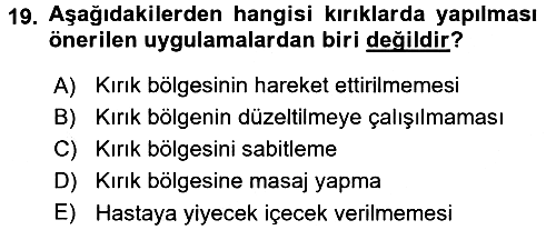 Temel İlkyardım Bilgisi 2015-2016 Ara Sınav - 19. soru