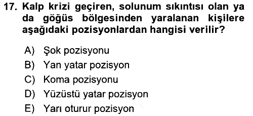 Temel İlkyardım Bilgisi 2017-2018 Ara Sınav - 17. soru