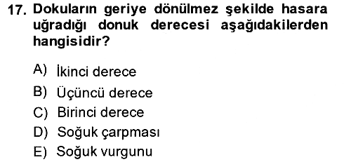 Temel İlkyardım Bilgisi 2013-2014 Dönem Sonu Sınavı - 17. soru